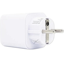 Prise intelligente blanche Shelly Plug M Gen3 avec fiche Schuko.