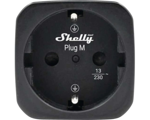 Prise connectée Shelly Plug M Gen3 avec mise à la terre pour 230 volts et 13 ampères.