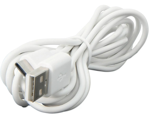 Wäisst USB-Kabel mat USB-A- an USB-C-Stecker, opgewéckelt.