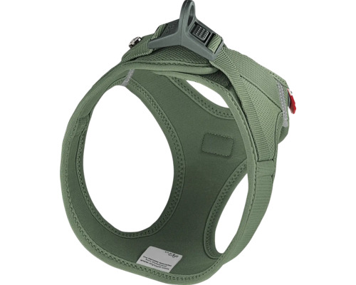 Harnais rembourré pour chien vert olive de Curli en maille avec fermeture à clic et bandes réfléchissantes