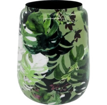 Vase avec motif de feuilles tropicales et monstera.