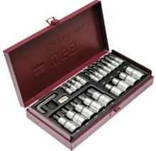 Jeu de douilles WGB pour vis Torx dans un coffret métallique rouge, plusieurs pièces.