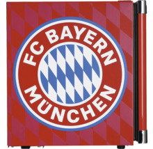 Mini-réfrigérateur avec FC Bayern München Logo et motif à losanges.