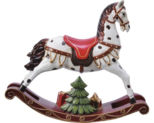 Weihnachtsdekoration Schaukelpferd Terrakotta 21,5 x 18,5 cm Dekoratives Schaukelpferd mit Weihnachtsbaum und Geschenken für die Weihnachtszeit