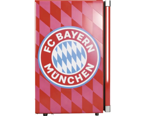 Mini-réfrigérateur avec logo FC Bayern München et motif à losanges.