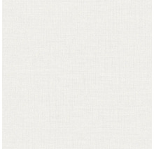 Papier peint intissé uni blanc avec une structure de lin fine.