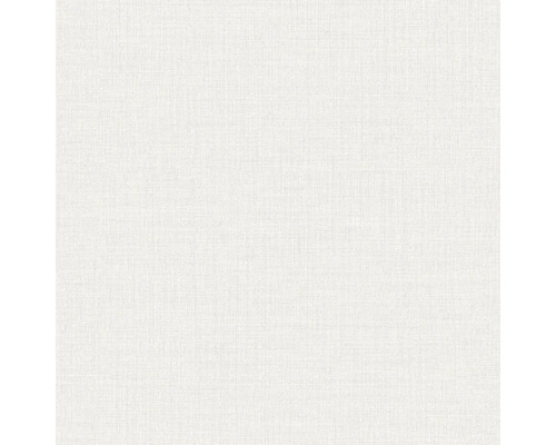 Papier peint intissé uni blanc avec une structure de lin fine.