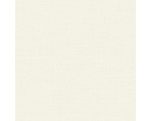Papier peint avec une structure de lin fine en blanc crème.
