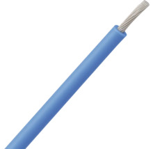 Fil de câblage bleu avec conducteur en cuivre multibrins, isolé.