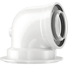 Coude blanc à 90 degrés en plastique avec joint.