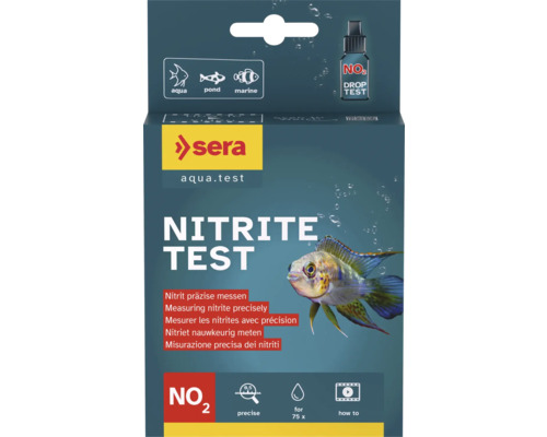 Sera Logo, Nitrit-Test für Aquarium, Teich und Meerwasser, Tröpfchentest zur präzisen Messung von Nitrit, für circa 75 Anwendungen.