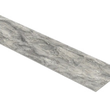 Feinsteinzeugfliese in Marmoroptik mit grau-weißem Muster in rechteckigem Format.