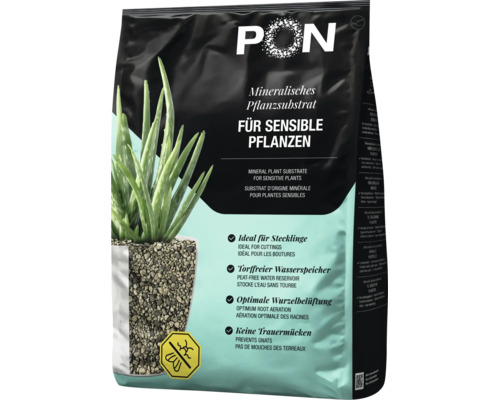 Substrat minéral pour plantes Lechuza PON pour plantes sensibles, sans tourbe, pour une aération optimale des racines et contre les sciarides.