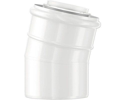 Coude en plastique blanc pour tuyaux d'évacuation avec joint.