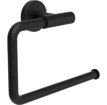 Toilettenpapierhalter Schwarz matt, Wandmontage, aus Metall, rundes Design.