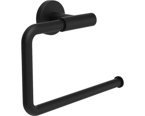 Toilettenpapierhalter Schwarz matt, Wandmontage, aus Metall, rundes Design.