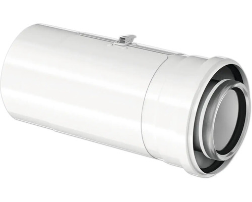 Conduit d'évacuation double paroi en plastique avec clip de fermeture pour systèmes de ventilation.
