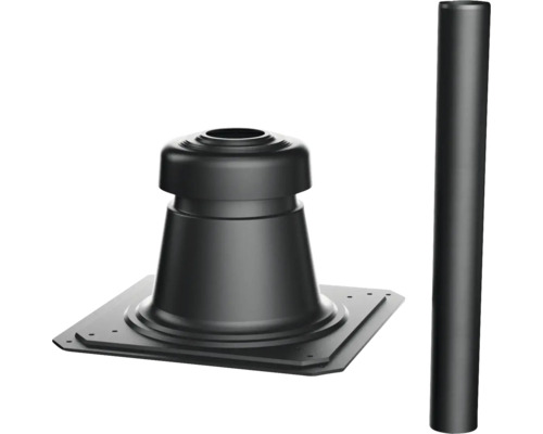Passage de toit en plastique noir avec tuyau assorti pour la ventilation de la toiture.