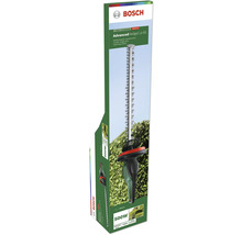 Bosch AdvancedHedgeCut 65, netzbetriebene Heckenschere in Verpackung mit 500 Watt Leistung und 65 Zentimeter Messerlänge.