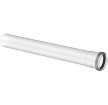 Tuyau d evacuation blanc en plastique avec un manchon a emboiter et un joint d etancheite.