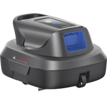 Dunkelgrauer M Rio Poolroboter mit Nova Logo zur automatischen Poolreinigung mit Bürsten und Rollen.