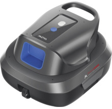 Dunkelgrauer Mova P10 Poolroboter aus Kunststoff zur automatischen Bodenreinigung von Pools.