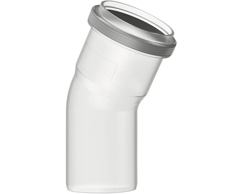 Coude HT en plastique blanc pour tuyaux d'évacuation.