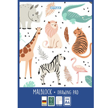 Bloc à dessin avec motifs de safari, DIN A4, 100 feuilles, Stylex Logo, FSC Mix, Fabriqué en Allemagne.