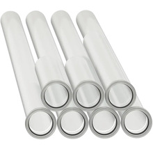 Plusieurs tuyaux en plastique blanc avec bagues d étanchéité de différentes longueurs pour l évacuation.