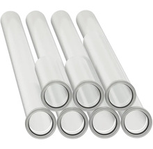 Lot de tuyaux d évacuation haute température blancs en plastique avec manchon et joint d étanchéité.