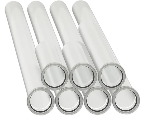 Lot de tuyaux d évacuation haute température blancs en plastique avec manchon et joint d étanchéité.