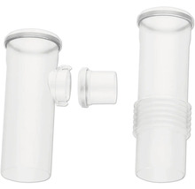 Jeu de tuyaux en plastique transparent et de raccords pour le montage de siphons ou de systèmes d'évacuation.