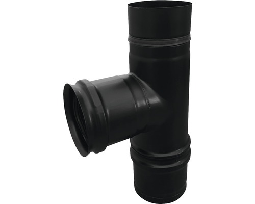 Tuyau de poêle à granulés genou Bertrams Ø 100 mm revêtement par poudre noir Raccord en té pour cheminée en acier