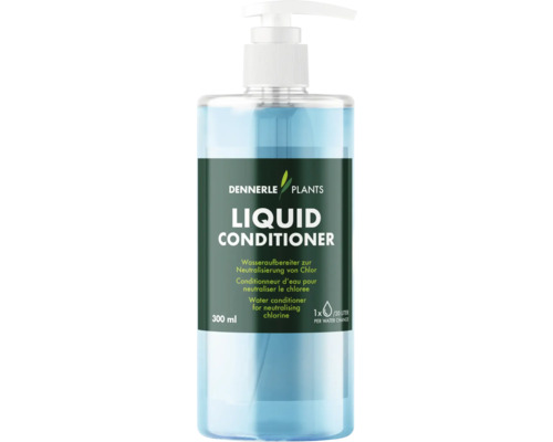 Conditionneur d'eau liquide Dennerle Plants pour neutraliser le chlore dans les aquariums, flacon pompe de 300 millilitres.