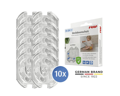 Protège-prises reer à coller, 10 pièces, transparent, sécurité enfant pour prises de courant.