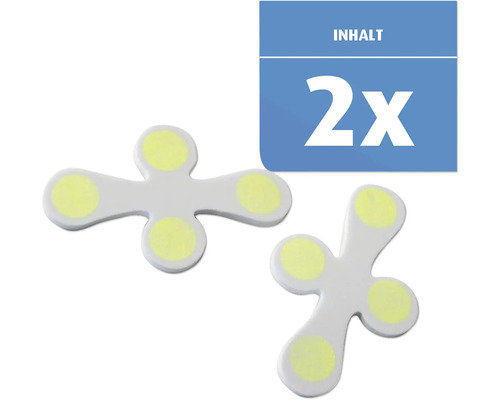 Packungsinhalt zwei Stück Fliesen-Verlegehilfen.