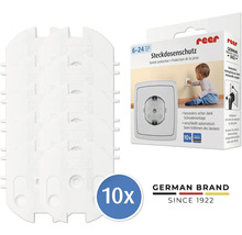 reer Steckdosenschutz zum Schrauben, 10 Stück, weiß, Kindersicherung für Steckdosen, Hergestellt in Deutschland.