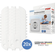 reer Steckdosenschutz zum Schrauben, 20 Stück, weiße Kindersicherung für Steckdosen, hergestellt in Deutschland.