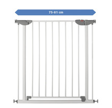 Reer Tür- und Treppenschutzgitter aus Metall in Weiß und Grau, Breite 75 bis 81 Zentimeter.