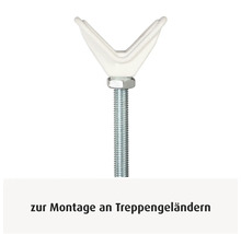 Adaptateur en Y pour barrière de sécurité pour montage sur rampes d'escalier en métal et plastique avec tige filetée.