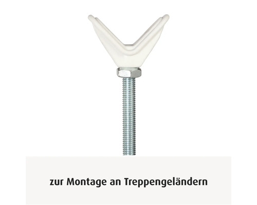 Adaptateur en Y pour barrière de sécurité pour montage sur rampes d'escalier en métal et plastique avec tige filetée.