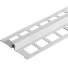 Profilé de dilatation en plastique avec ailes perforées pour carrelage ou crépi.