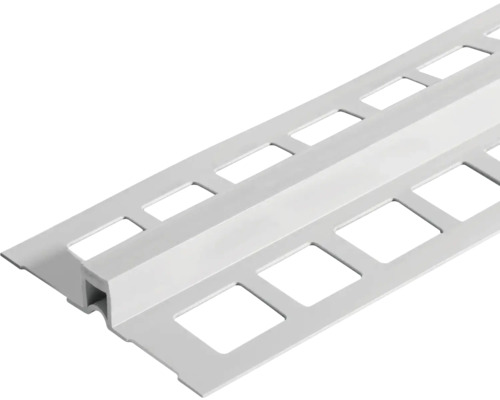 Profilé de dilatation en plastique avec ailes perforées pour carrelage ou crépi.