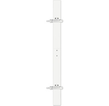 Rail d extension blanc pour barrière de sécurité avec deux boulons de fixation réglables et vis.