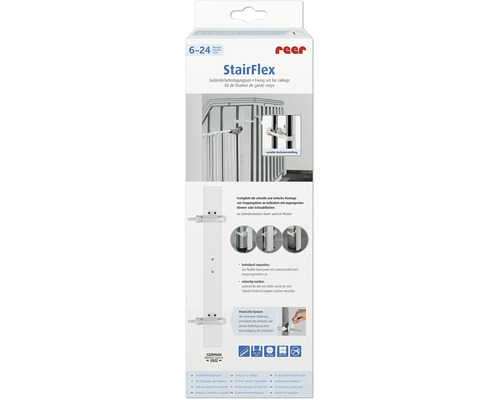 Kit de fixation pour rampe reer StairFlex pour barrières de sécurité, permettant un montage facile sur les rampes d'escalier.