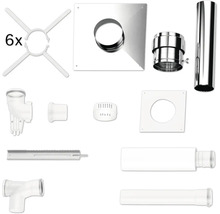 Kit de cheminée avec tuyaux en acier inoxydable, plaque murale et composants en plastique pour systèmes d évacuation des fumées