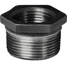 Réduction en métal avec filetage intérieur et extérieur et tête hexagonale.
