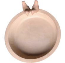 Vogeltränke aus Terrakotta mit zwei dekorativen Vögeln am Rand