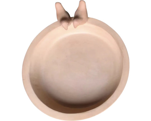 Vogeltränke aus Terrakotta mit zwei dekorativen Vögeln am Rand