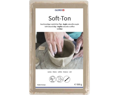 GLOREX Logo, Soft-Ton, geschmeidiger natürlicher Ton, lufttrocknend, 500 Gramm